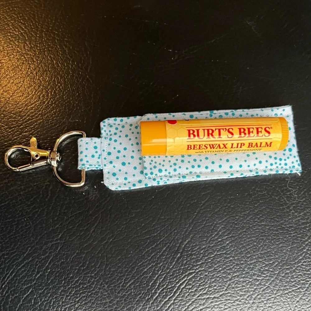 Handmade Burt’s bees chapstick holder with swivel keychain